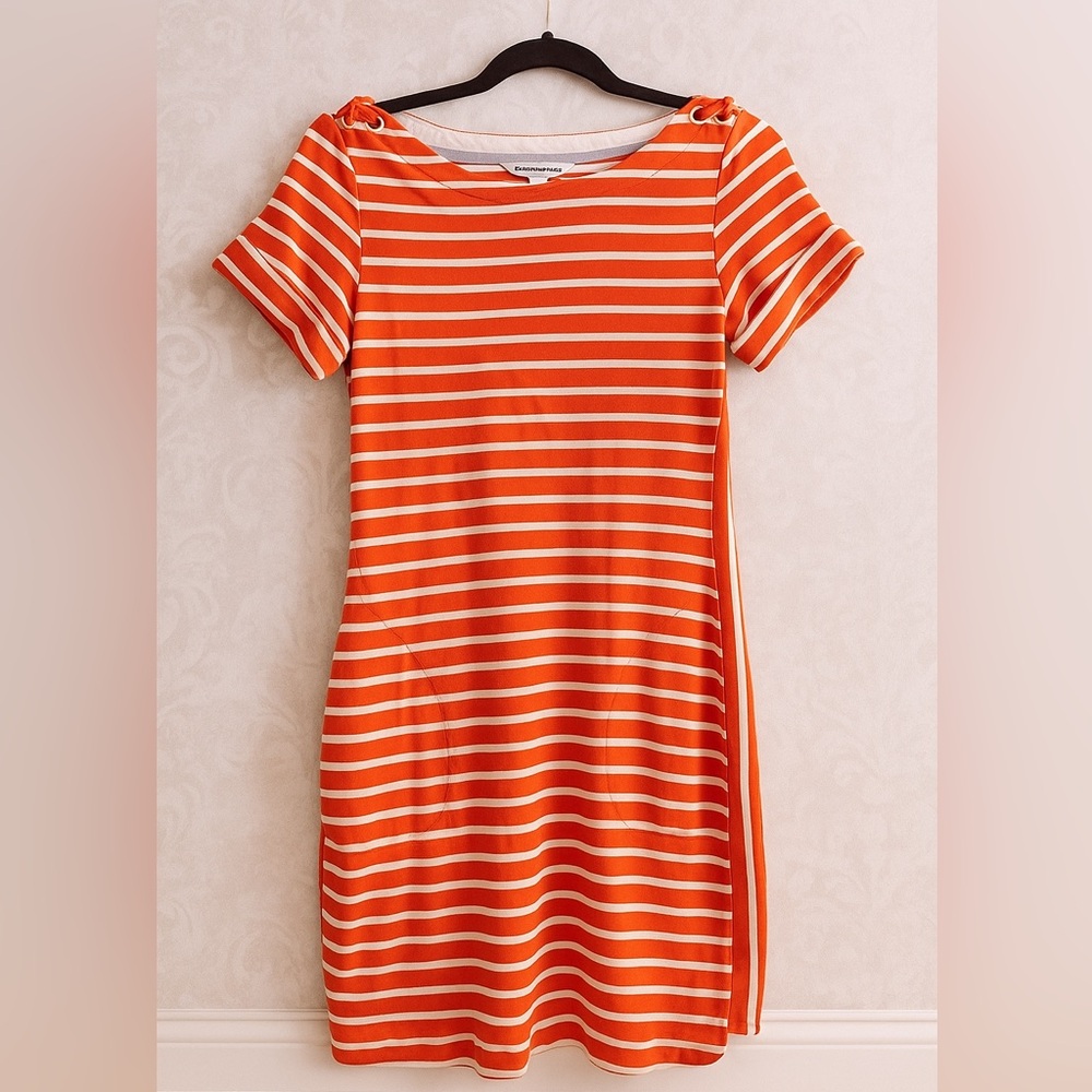 Tommy Bahama Vibrant Orange and White Striped Dress with pockets